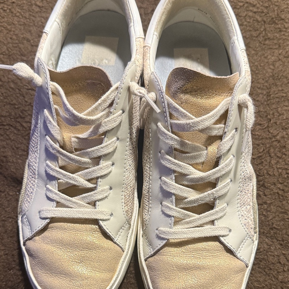 Dolce Vita White and Gold Sneakers